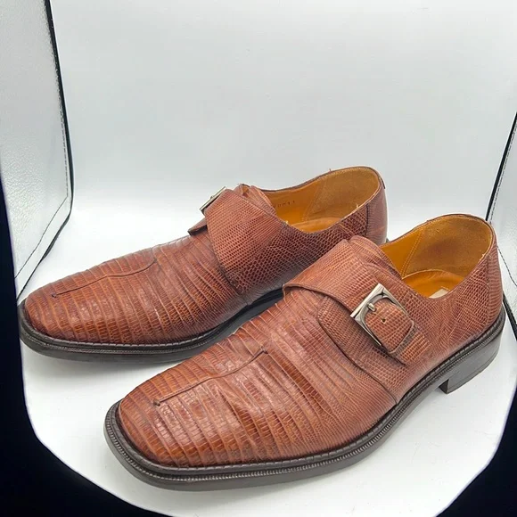 Paolo De Marco by Mezlan Genuine lizard men's shoes with monk strap 11M - Picture 1 of 15